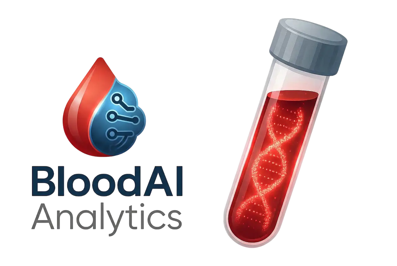 AI Blood Test Analysis Illustration - Showing blood test interpretation with supplement and nutrition recommendations